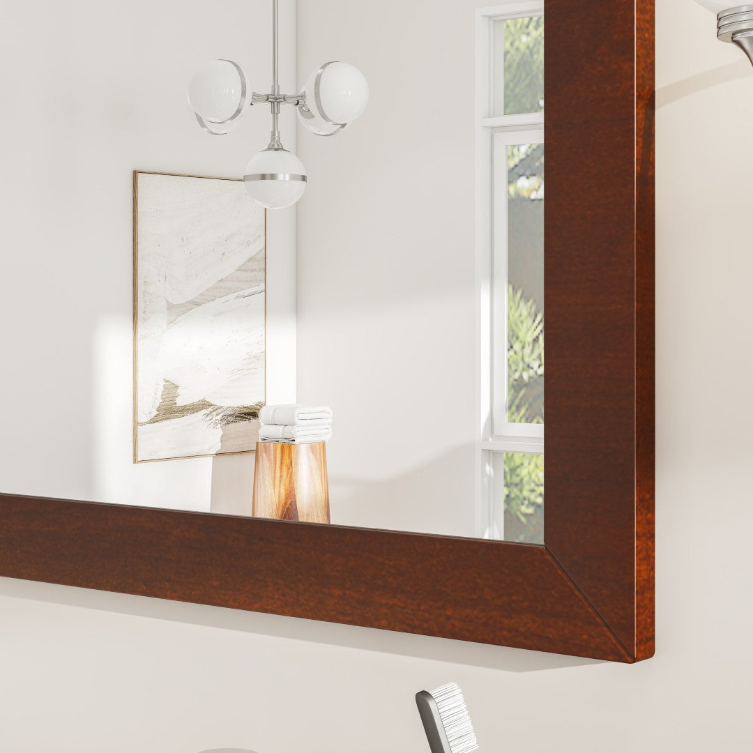 Eviva New York 48" x 30" Rectangular Brown Wooden Framed Mirror