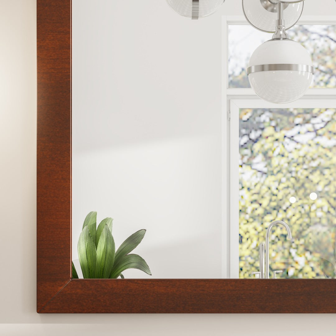 Eviva New York 48" x 30" Rectangular Brown Wooden Framed Mirror
