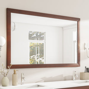 Eviva New York 48" x 30" Rectangular Brown Wooden Framed Mirror