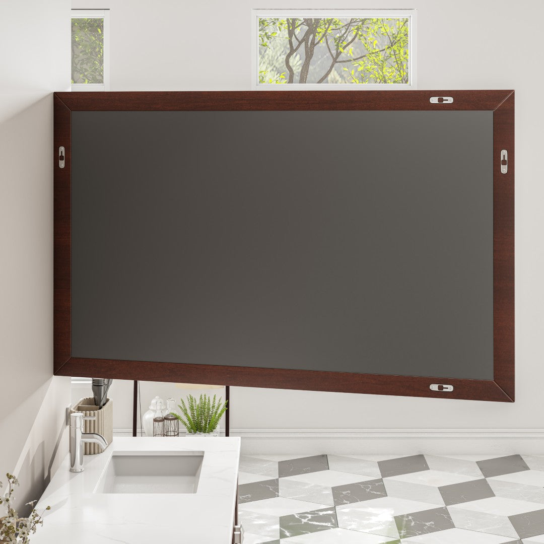 Eviva New York 48" x 30" Rectangular Brown Wooden Framed Mirror