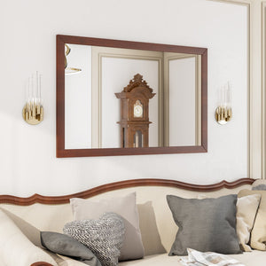 Eviva New York 48" x 30" Rectangular Brown Wooden Framed Mirror