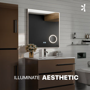 Eviva Illuminate 30" x 30" Square Chrome Aluminum Framed Mirror