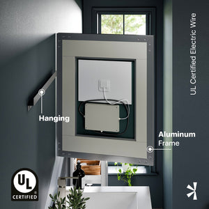Eviva Illuminate 30" x 30" Square Chrome Aluminum Framed Mirror