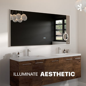 Eviva Illuminate 60" x 30" Rectangular Chrome Aluminum Framed Mirror