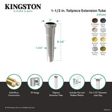Century EVP2006 1-1/2" x 8" Brass Slip Joint Tailpiece Extension Tube, Polished Nickel