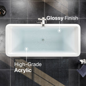 Eviva Eclipse 59" Glossy White Acrylic Freestanding Bathtub