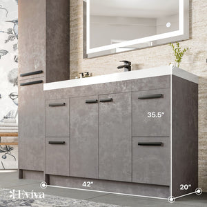Lugano 42 in. Concrete Gray Single Sink Bath Vanity with Acrylic Top and Integrated Sink