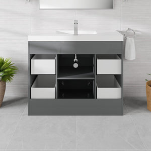 Lugano 42 in. Gray Single Sink Bath Vanity with Acrylic Top and Integrated Sink