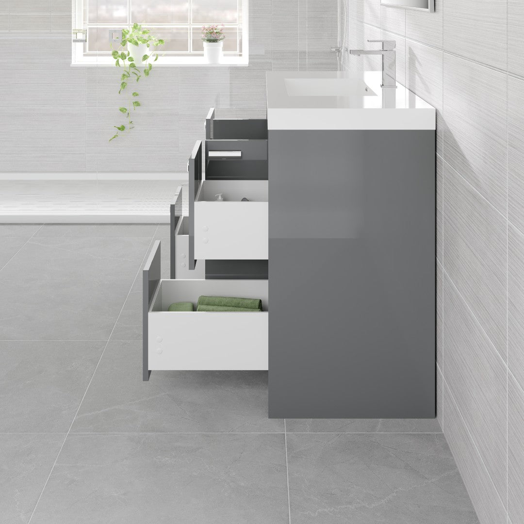 Lugano 42 in. Gray Single Sink Bath Vanity with Acrylic Top and Integrated Sink