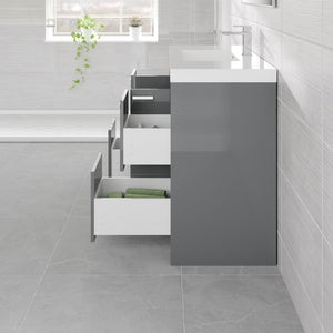 Lugano 42 in. Gray Single Sink Bath Vanity with Acrylic Top and Integrated Sink