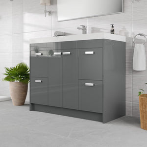 Lugano 42 in. Gray Single Sink Bath Vanity with Acrylic Top and Integrated Sink