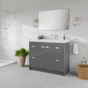 Lugano 42 in. Gray Single Sink Bath Vanity with Acrylic Top and Integrated Sink