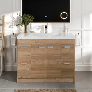 Lugano 42 in. Natural Oak Single Sink Bath Vanity with Acrylic Top and Integrated Sink
