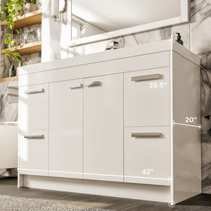 Lugano 42 in. White Single Sink Bath Vanity with Acrylic Top and Integrated Sink