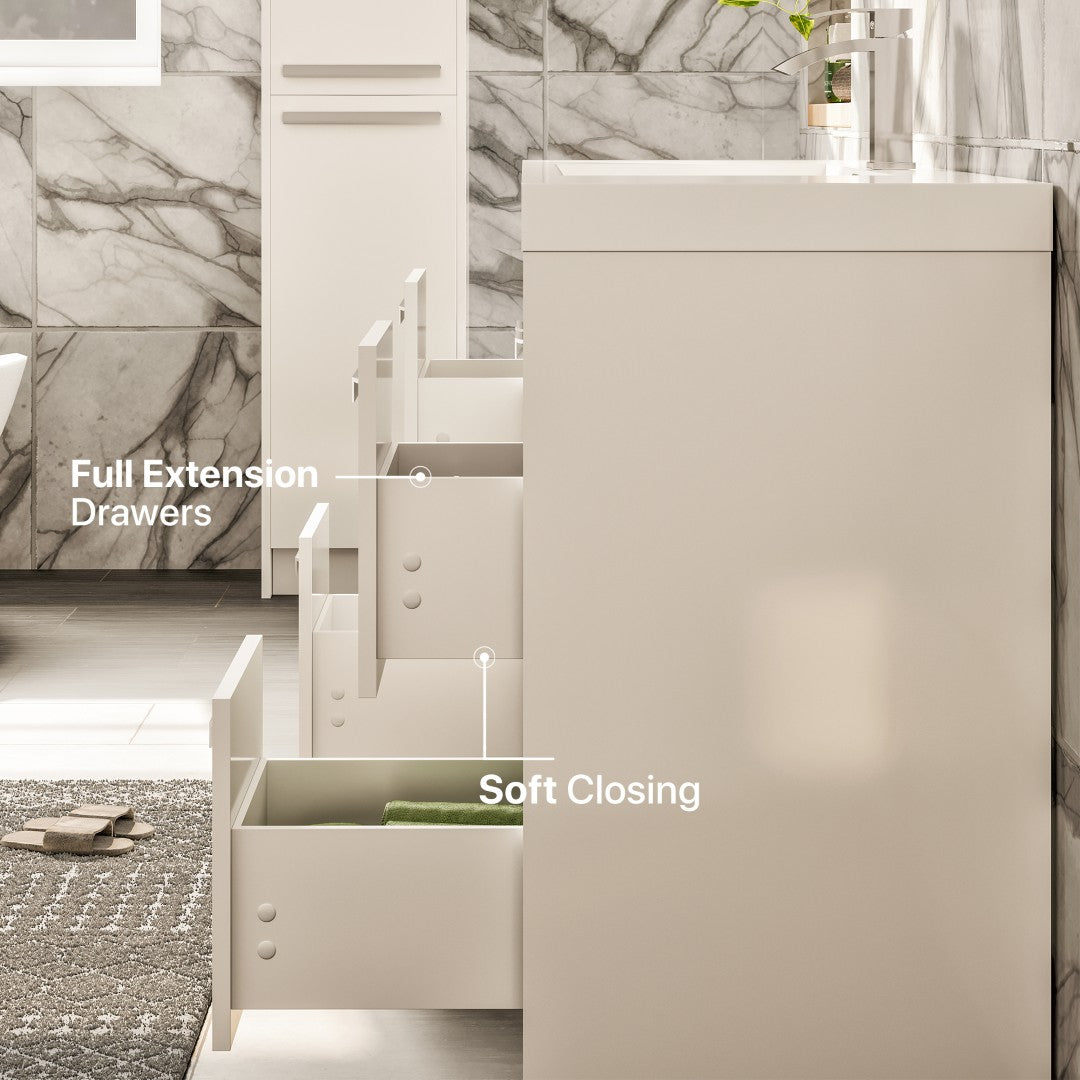 Lugano 42 in. White Single Sink Bath Vanity with Acrylic Top and Integrated Sink