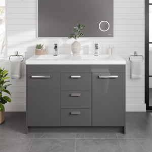 Lugano 48 in. Gray Double Sink  Bath Vanity with Acrylic Top and Integrated Sinks