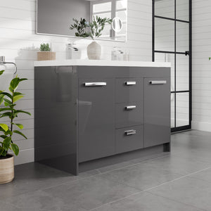 Lugano 48 in. Gray Double Sink  Bath Vanity with Acrylic Top and Integrated Sinks