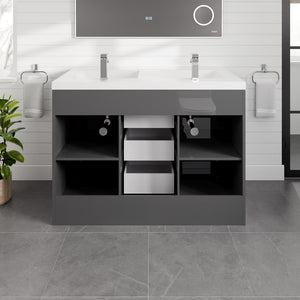 Lugano 48 in. Gray Double Sink  Bath Vanity with Acrylic Top and Integrated Sinks