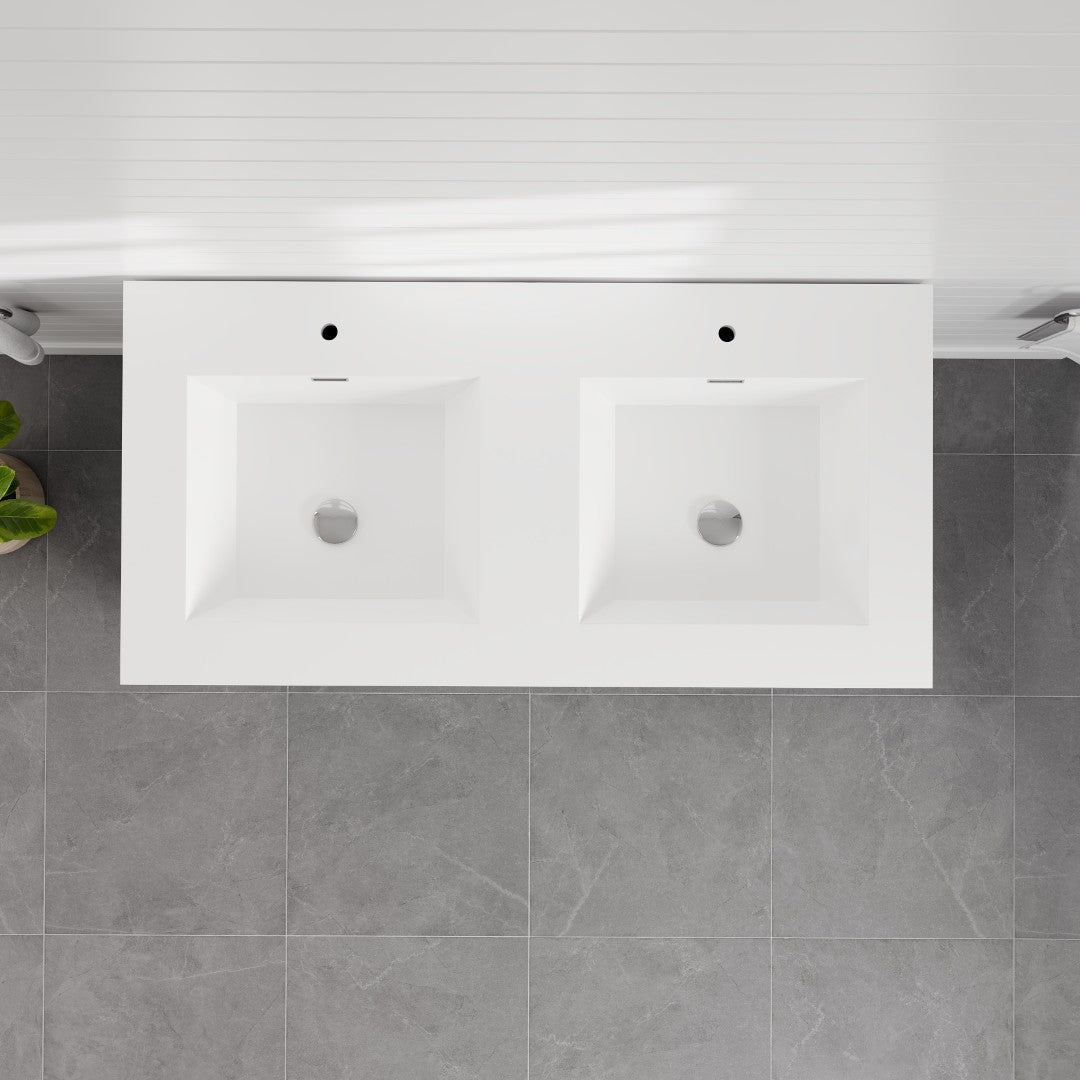 Lugano 48 in. Gray Double Sink  Bath Vanity with Acrylic Top and Integrated Sinks