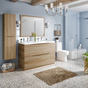 Smile 48 in. White Oak Double Sink  Bath Vanity with Acrylic Top and Integrated Sinks