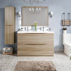 Smile 48 in. White Oak Double Sink  Bath Vanity with Acrylic Top and Integrated Sinks