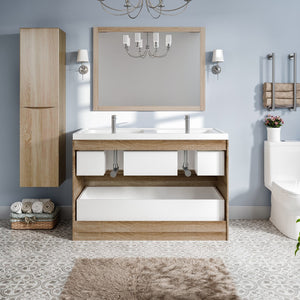 Smile 48 in. White Oak Double Sink  Bath Vanity with Acrylic Top and Integrated Sinks