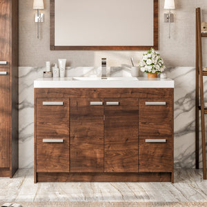 Lugano 48 in. Rosewood Single Sink Bath Vanity with Acrylic Top and Integrated Sink