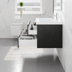 Surf 57 in. Blackwood Wall Mount Double Sink  Bath Vanity with Acrylic Top and Integrated Sinks