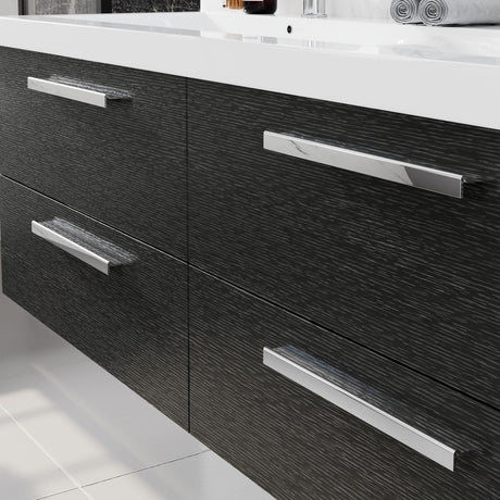 Surf 57 in. Blackwood Wall Mount Double Sink  Bath Vanity with Acrylic Top and Integrated Sinks