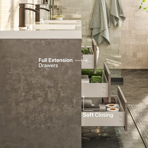 Lugano 60 in. Concrete Gray Double Sink  Bath Vanity with Acrylic Top and Integrated Sinks