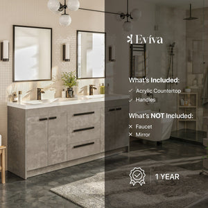 Lugano 60 in. Concrete Gray Double Sink  Bath Vanity with Acrylic Top and Integrated Sinks