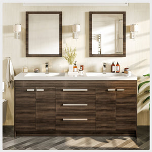Lugano 60 in. Gray Oak Double Sink  Bath Vanity with Acrylic Top and Integrated Sinks