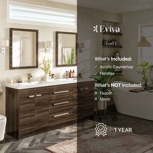 Lugano 60 in. Gray Oak Double Sink  Bath Vanity with Acrylic Top and Integrated Sinks
