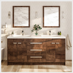 Lugano 60 in. Rosewood Double Sink  Bath Vanity with Acrylic Top and Integrated Sinks