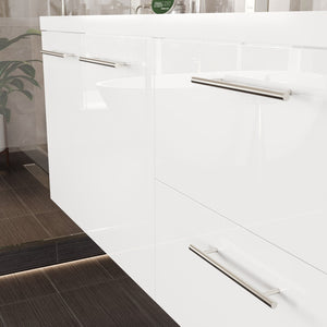 Lumina 84 in. White Wall Mount Double Sink  Bath Vanity with Acrylic Top and Integrated Sinks
