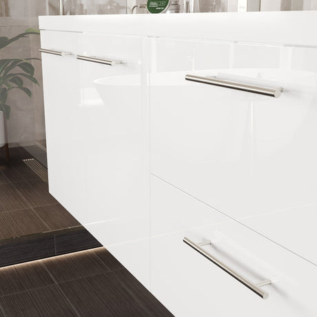 Lumina 84 in. White Wall Mount Double Sink  Bath Vanity with Acrylic Top and Integrated Sinks