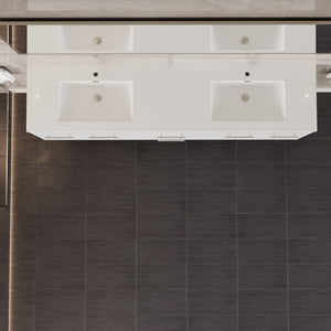 Lumina 84 in. White Wall Mount Double Sink  Bath Vanity with Acrylic Top and Integrated Sinks