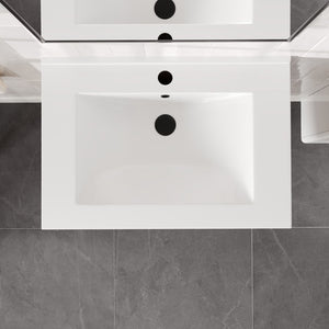 Joy 28 in. Maple Wall Mount Single Sink Bath Vanity with Porcelain Top and Integrated Sink