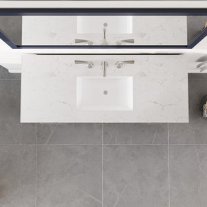 Aberdeen 48 in. Blue Single Sink Bath Vanity with Carrara Quartz Top and Undermount Porcelain Sink