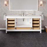 Aberdeen 72 in. White Single Sink Bath Vanity with Carrara Quartz Top and Undermount Porcelain Sink