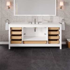 Aberdeen 72 in. White Single Sink Bath Vanity with Carrara Quartz Top and Undermount Porcelain Sink