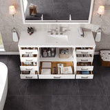 Aberdeen 72 in. White Single Sink Bath Vanity with Carrara Quartz Top and Undermount Porcelain Sink