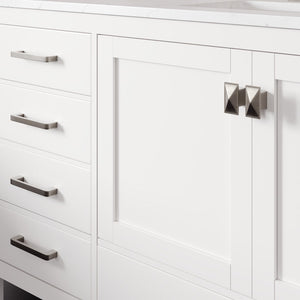 Aberdeen 72 in. White Single Sink Bath Vanity with Carrara Quartz Top and Undermount Porcelain Sink