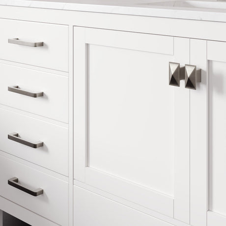 Aberdeen 72 in. White Single Sink Bath Vanity with Carrara Quartz Top and Undermount Porcelain Sink