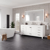 Aberdeen 72 in. White Single Sink Bath Vanity with Carrara Quartz Top and Undermount Porcelain Sink
