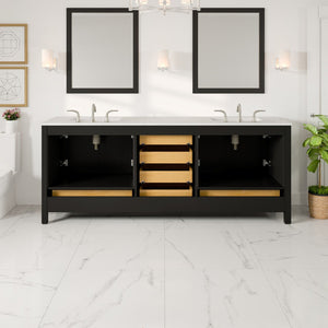 Aberdeen 84 in. Espresso Double Sink  Bath Vanity with Carrara Quartz Top and Undermount Porcelain Sinks