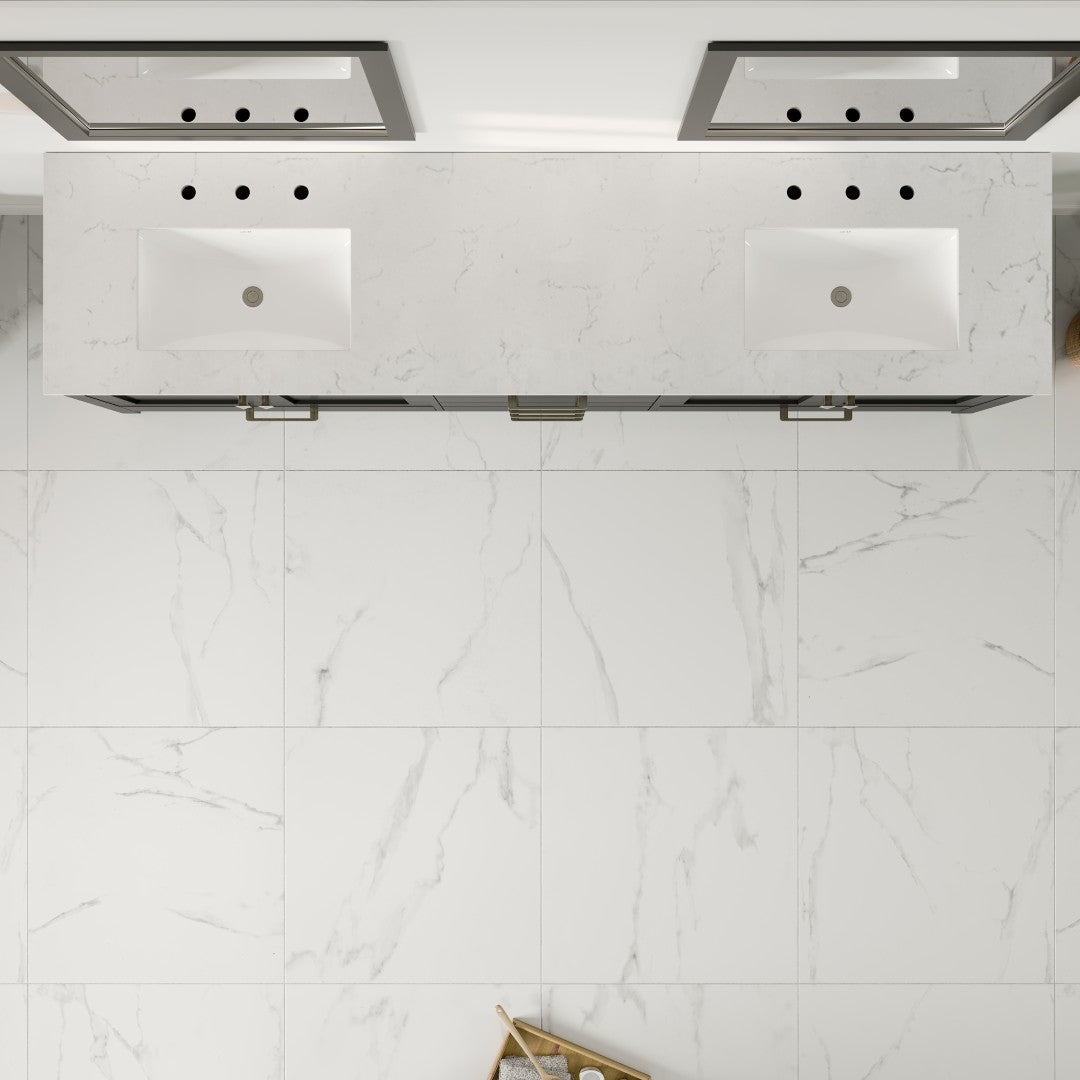 Aberdeen 84 in. Espresso Double Sink  Bath Vanity with Carrara Quartz Top and Undermount Porcelain Sinks