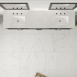 Aberdeen 84 in. Espresso Double Sink  Bath Vanity with Carrara Quartz Top and Undermount Porcelain Sinks