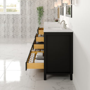 Aberdeen 84 in. Espresso Double Sink  Bath Vanity with Carrara Quartz Top and Undermount Porcelain Sinks