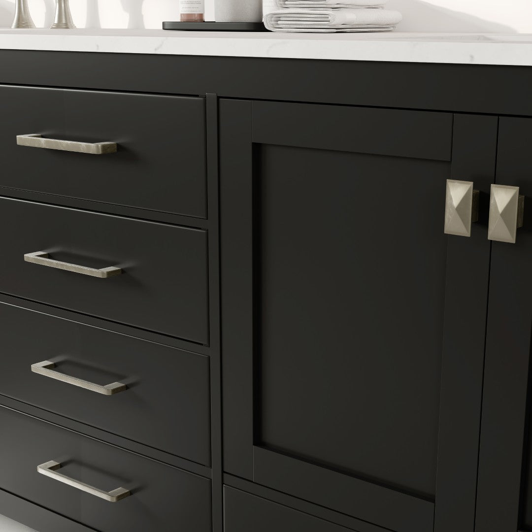 Aberdeen 84 in. Espresso Double Sink  Bath Vanity with Carrara Quartz Top and Undermount Porcelain Sinks
